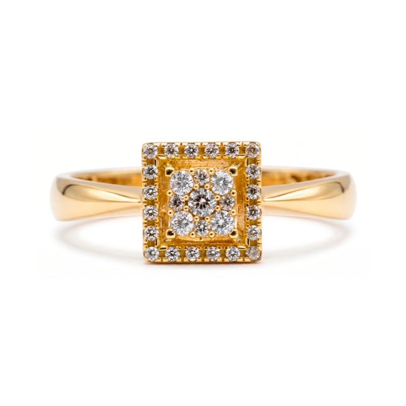 Anel Essenza em Ouro Amarelo 18k com Zircônias