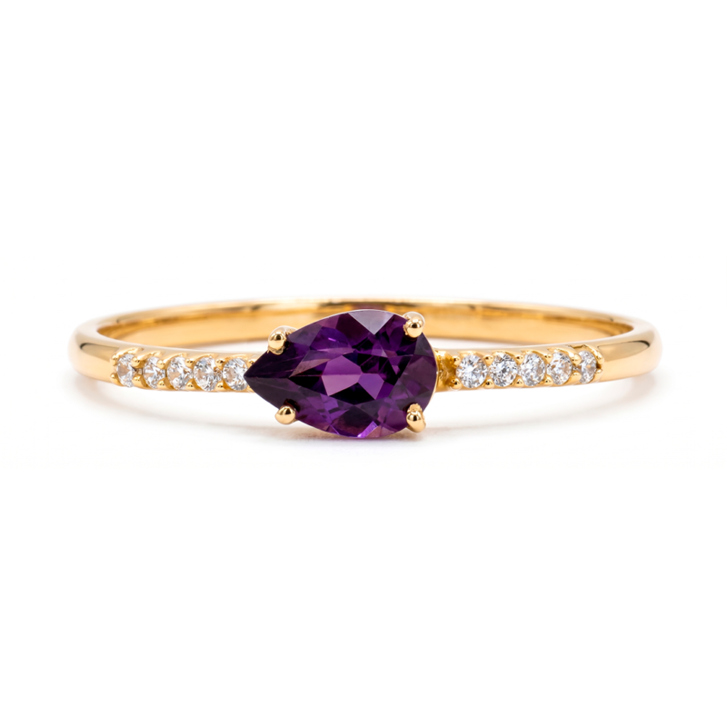 Anel Rubra em Ouro Amarelo 18k com Zircônia Rubi Gota