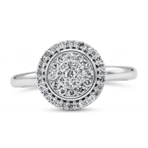 Anel Halo em Ouro Branco 18k com Brilhantes