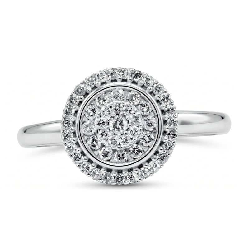 Anel Halo em Ouro Branco 18k com Brilhantes