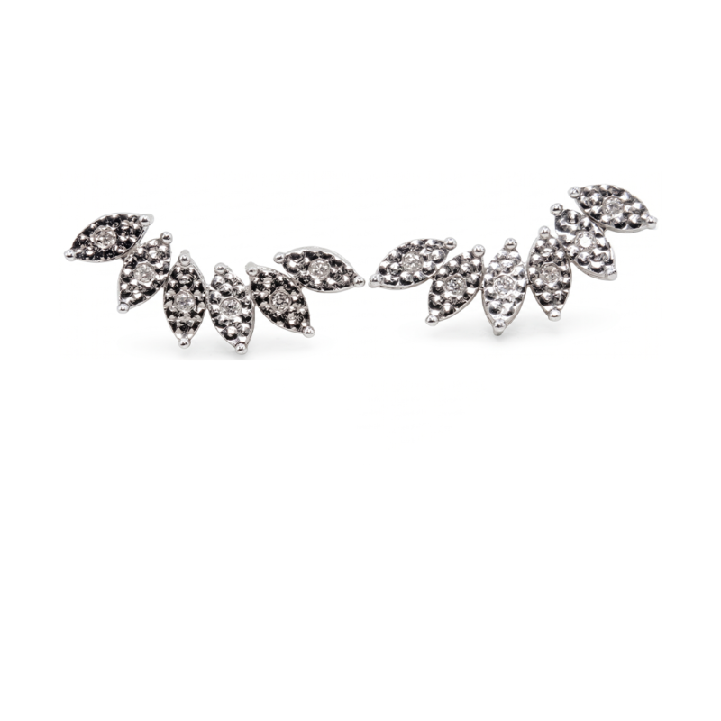 Brinco Seda  Em Ouro Branco 18k Ilusion Com Diamantes