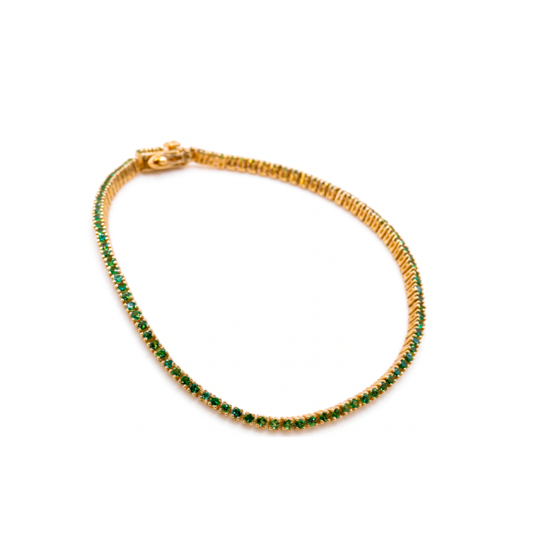 Pulseira Riviera Tsavorita em Ouro Amarelo 18k